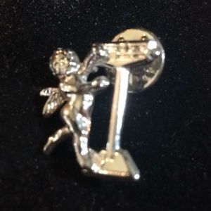 Angel Pin 1” Tall Made in Canada Metal Silver Look